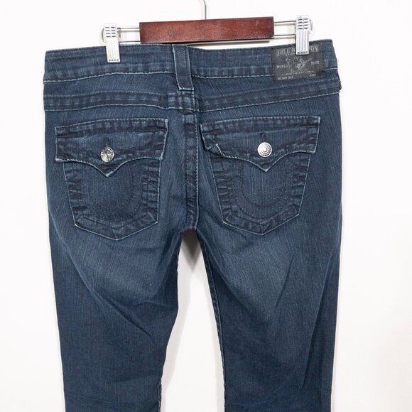 True Religion Low Cut Skinny Jeans Sz 29 Dark Wash Denim USA-Made Becca - Picture 4 of 14